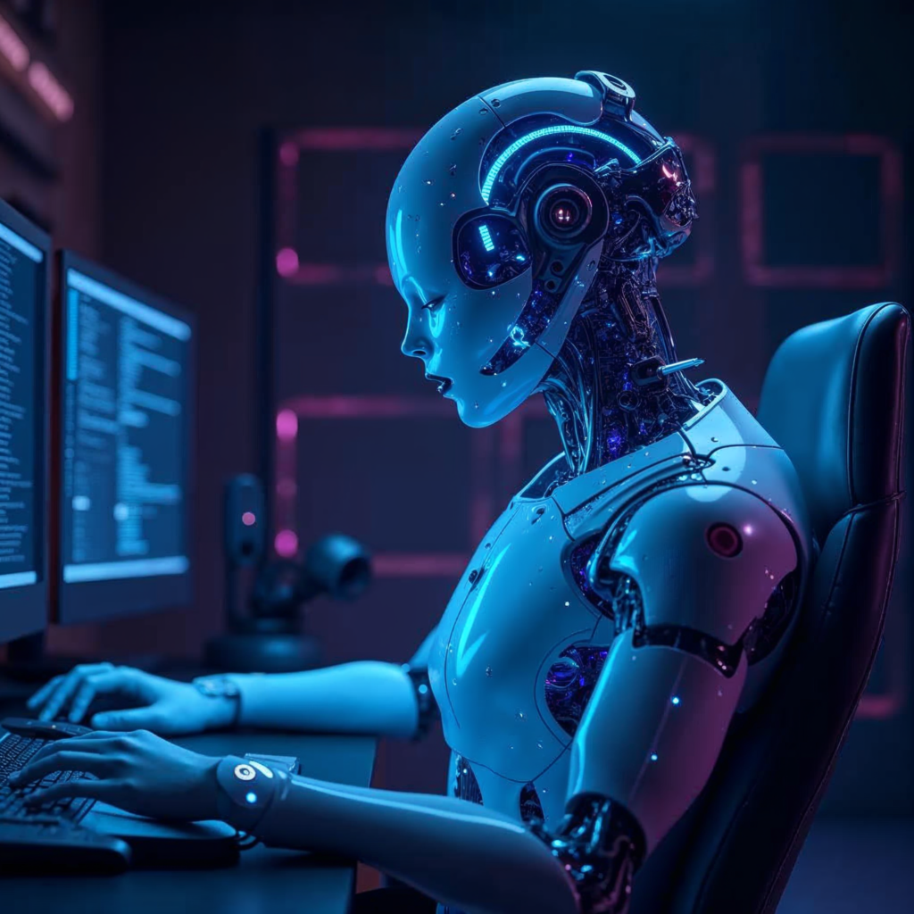 Claude Opus 4.7 AI model with futuristic blue neural network interface and advanced vision capabilities