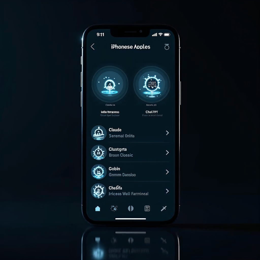 iPhone showing multiple AI assistant choices including Claude, Gemini, and ChatGPT for Apple Intelligence in iOS 27