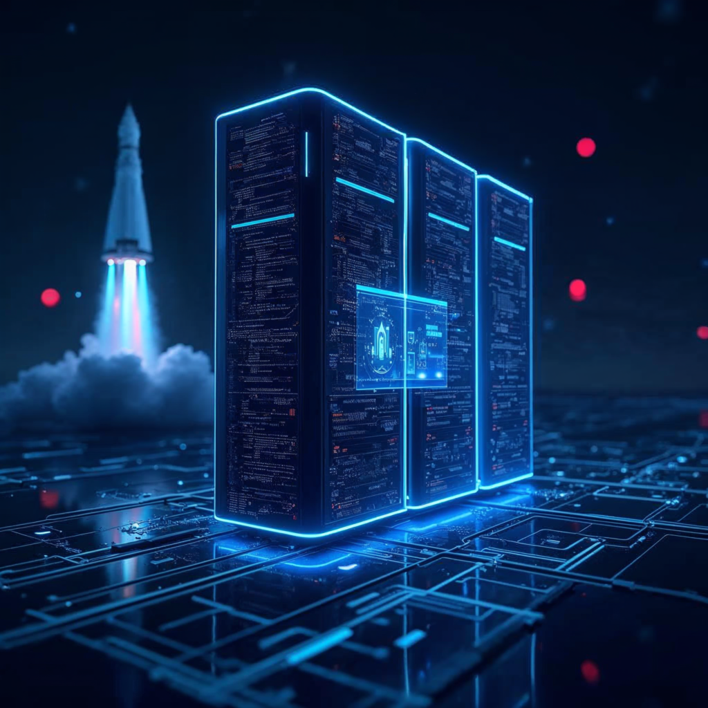 Futuristic AI data center with glowing neural network connections representing Anthropic's Claude Code doubled usage limits after SpaceX Colossus compute deal